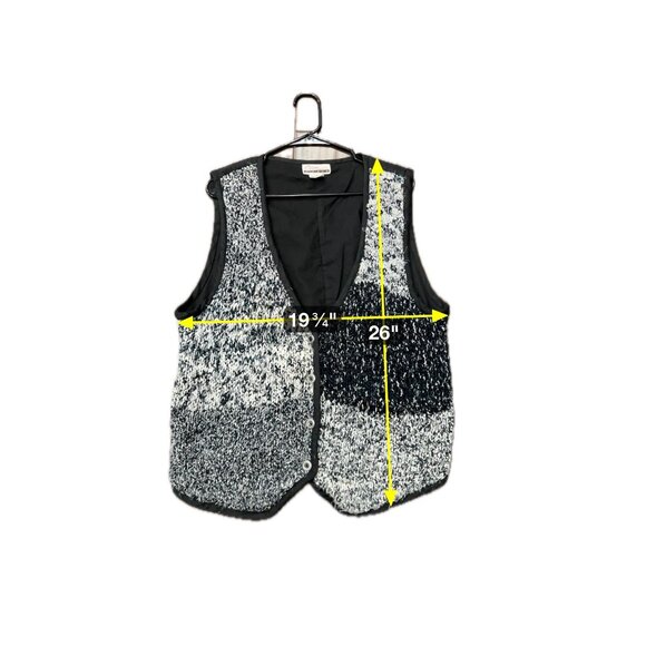 Vintage Diana Marco Black White Knit Button Front Vest Sz 2X - Picture 6 of 9
